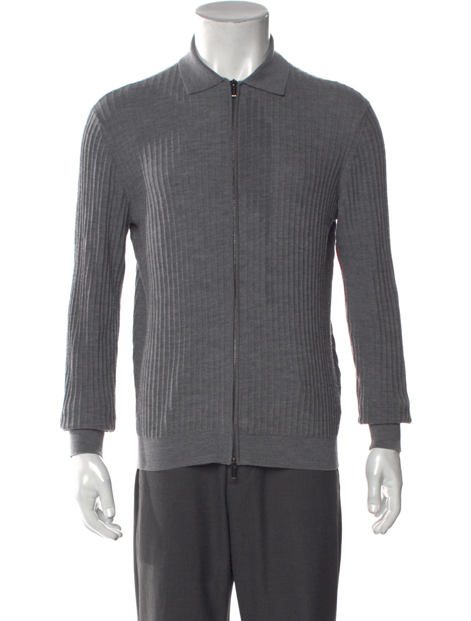 Emporio Armani Virgin Wool Collar Polo Sweater